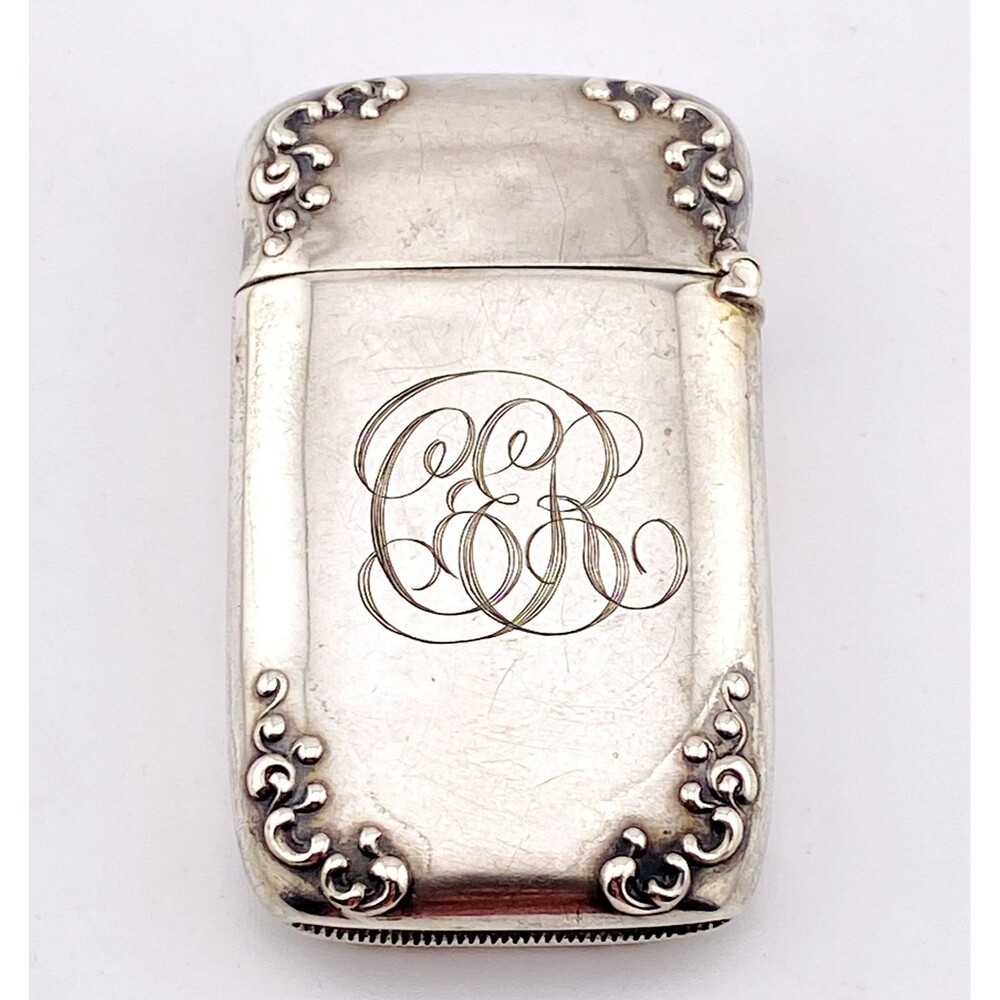 Antique Sterling Silver Match Safe Vesta Case by Watrous Engraved CER Great Cond